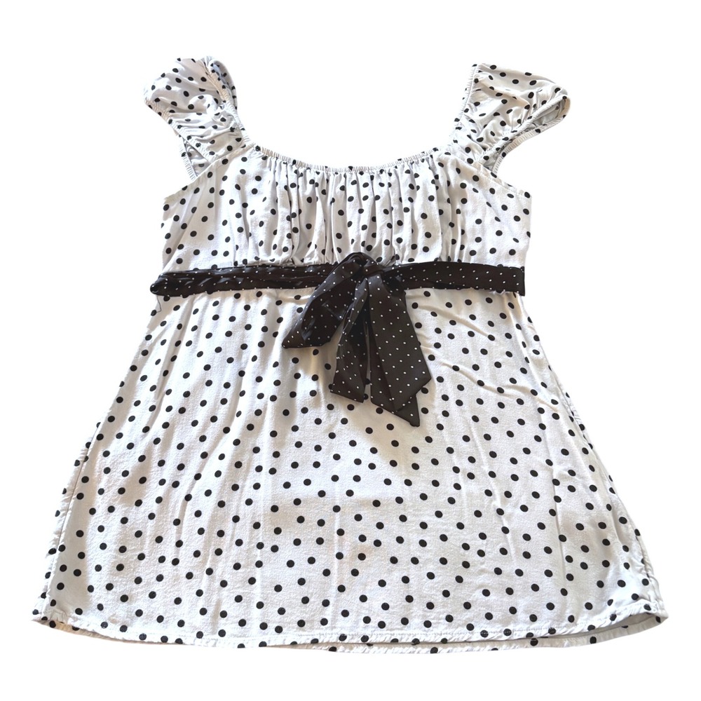 Hollister Babydoll Top Womens S White Polka Dot Y2K-Inspired Coquette Romantic